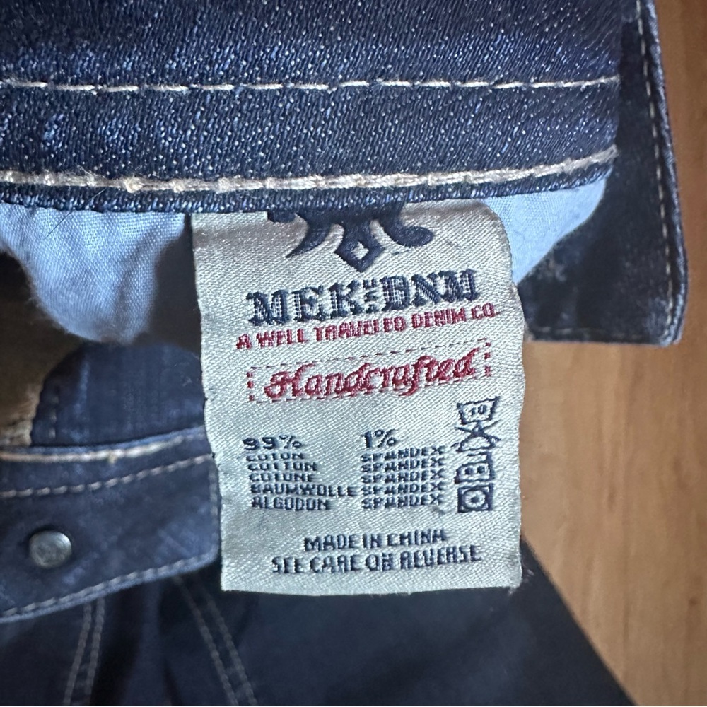 MEK DNM Dark Blue Denim Pants Embellished Pockets St Petersburg Boot Cut 32x34 - Picture 5 of 14